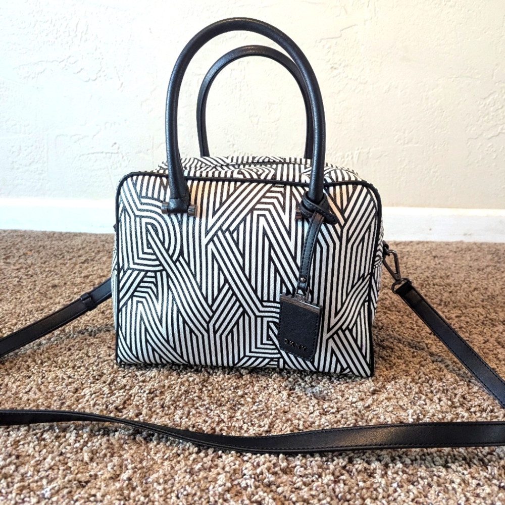 DKNY Logo, Black and White Medium Bag